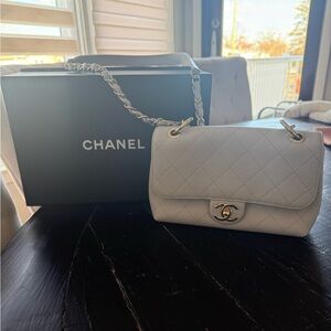 Chanel Classic Gray Quilted Shoulder Bag